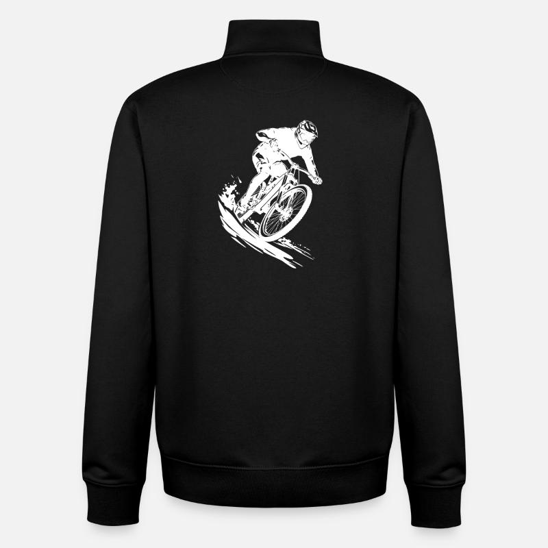 VTT Biker Art Cyclisme - Sweat zippé unisexe en coton bio Stanley/Stella - noir