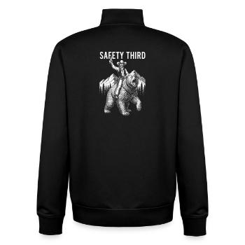 Safety Third Lustiger sarkastischer Cowboy Safety  - Unisex Organic Zip Sweatshirt von Stanley/Stella - Schwarz - Hinten - AI Model Male 185 light (185cm)