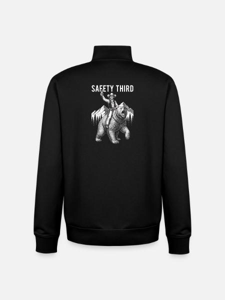 Safety Third Funny Sarcastic Cowboy Safety - Unisex Organic Zip Sweatshirt by Stanley/Stella - black