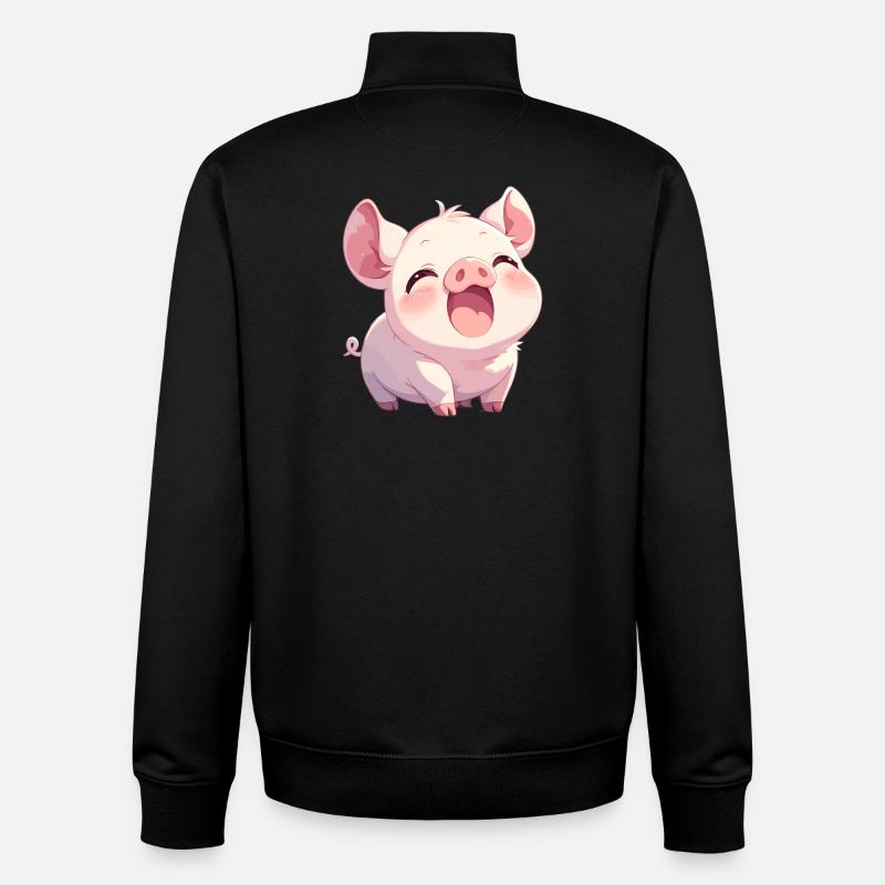 Cochon Cochon - Sweat zippé unisexe en coton bio Stanley/Stella - noir