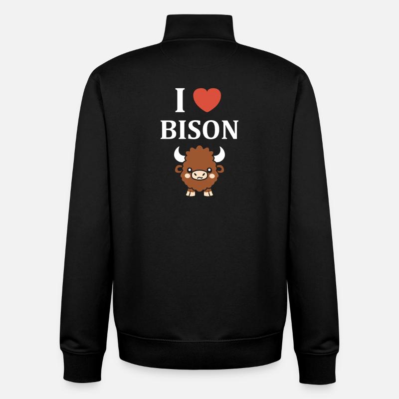 bison - Sweat zippé unisexe en coton bio Stanley/Stella - noir