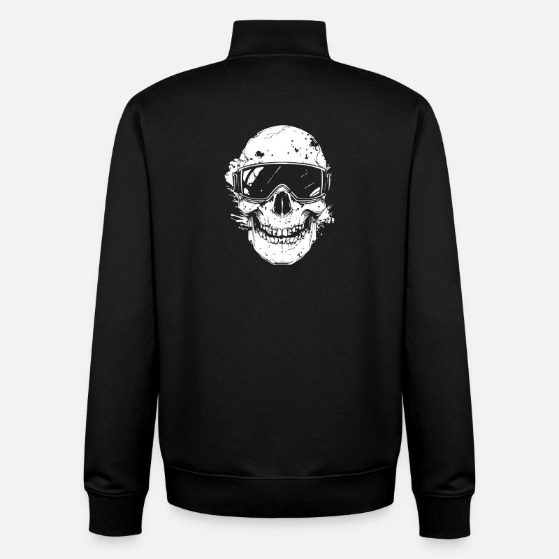 Schädel im Helm mit Brille - Unisex Organic Zip Sweatshirt von Stanley/Stella - Schwarz