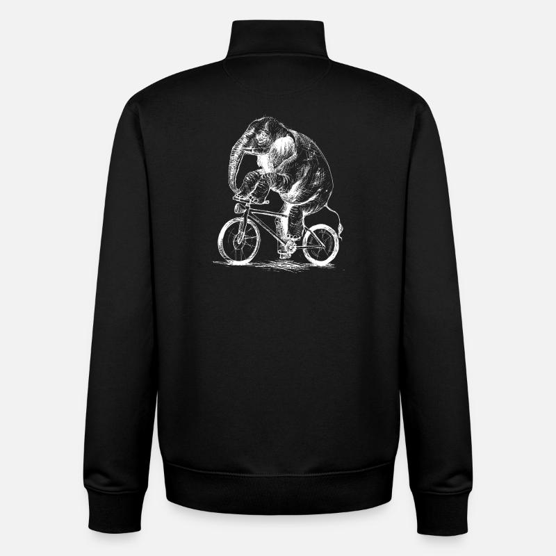 Éléphant à vélo - Sweat zippé unisexe en coton bio Stanley/Stella - noir