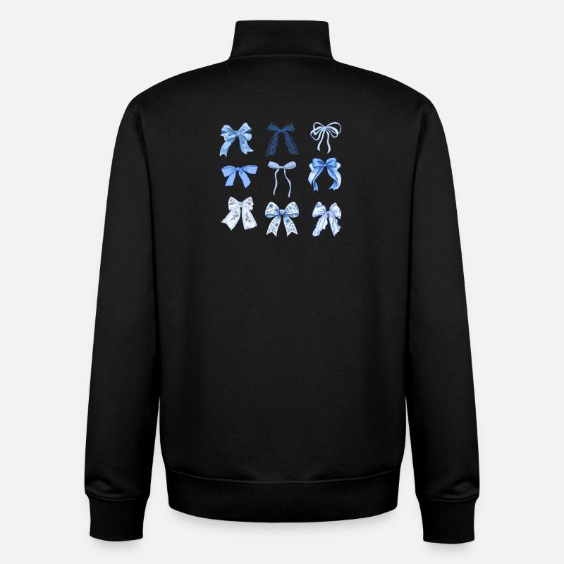 Noeuds bleus  - Sweat zippé unisexe en coton bio Stanley/Stella - noir