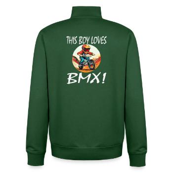 Junge liebt BMX - Unisex Organic Zip Sweatshirt von Stanley/Stella - Flaschengrün - Hinten - AI Model Male 185 dark (185cm)