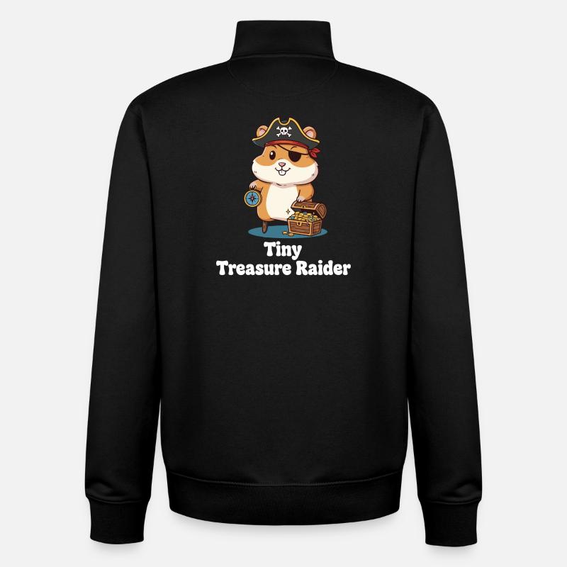 Petit hamster pirate - Sweat zippé unisexe en coton bio Stanley/Stella - noir