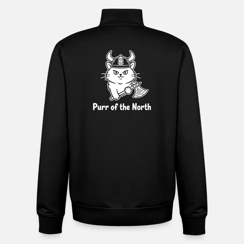 Chat viking avec hache - Sweat zippé unisexe en coton bio Stanley/Stella - noir