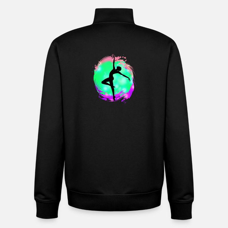 Silhouette de danseuse néon éclaboussure - Sweat zippé unisexe en coton bio Stanley/Stella - noir