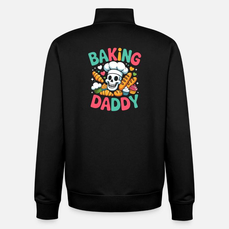 Baking Daddy Skull Baking Art - Unisex Organic Zip Sweatshirt by Stanley/Stella - black