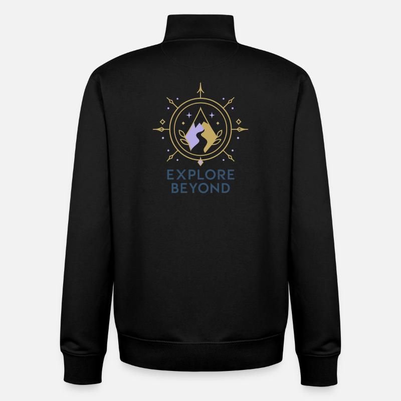 Explorez au-delà de la boussole - Sweat zippé unisexe en coton bio Stanley/Stella - noir