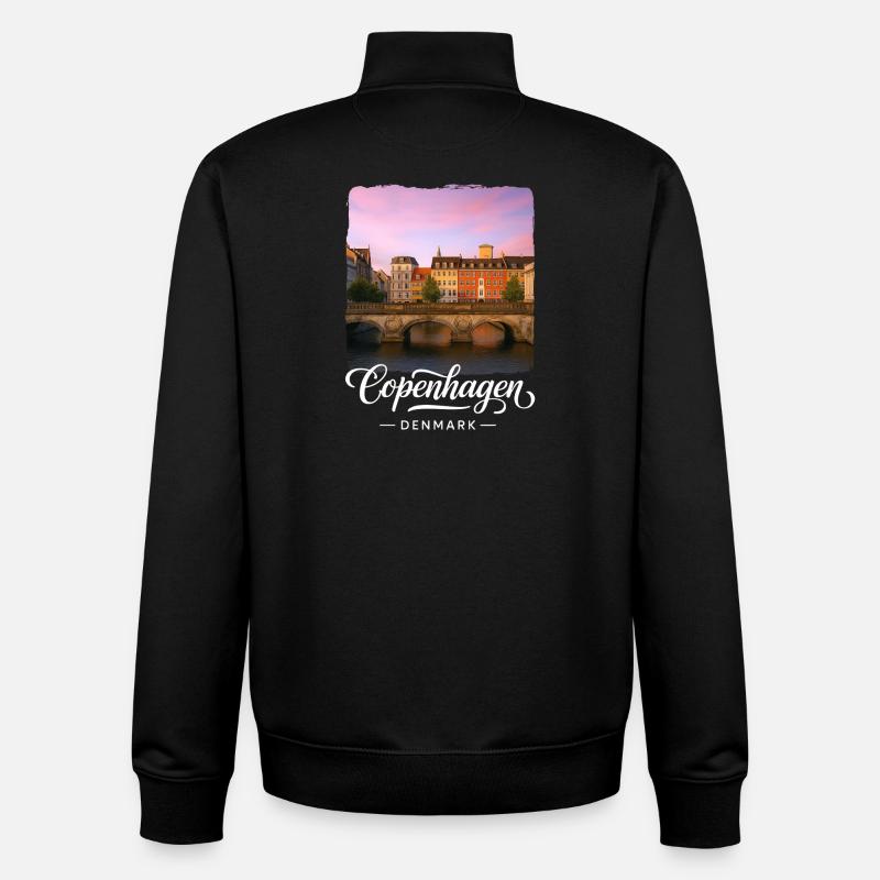 Copenhague, Danemark - Sweat zippé unisexe en coton bio Stanley/Stella - noir