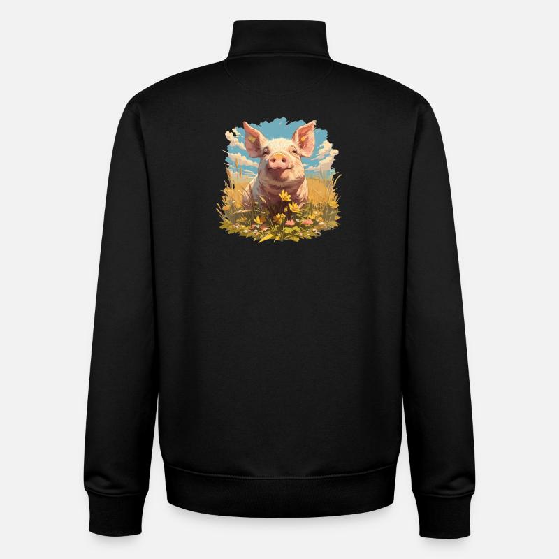 Cochon Cochon - Sweat zippé unisexe en coton bio Stanley/Stella - noir