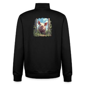 Schweine Schwein - Unisex Organic Zip Sweatshirt von Stanley/Stella - Schwarz - Hinten - AI Model Male 185 light (185cm)