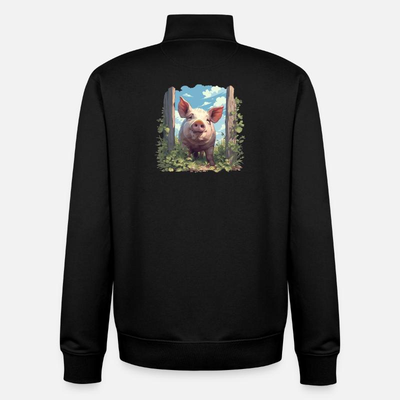 Pig Pig - Unisex Organic Zip Sweatshirt by Stanley/Stella - black