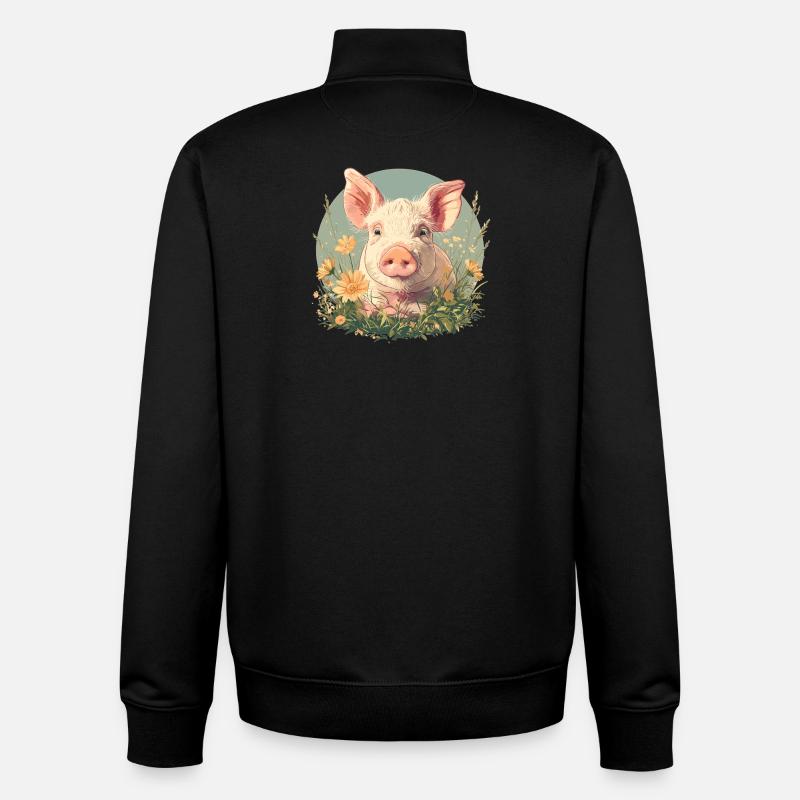 Cochon Cochon - Sweat zippé unisexe en coton bio Stanley/Stella - noir