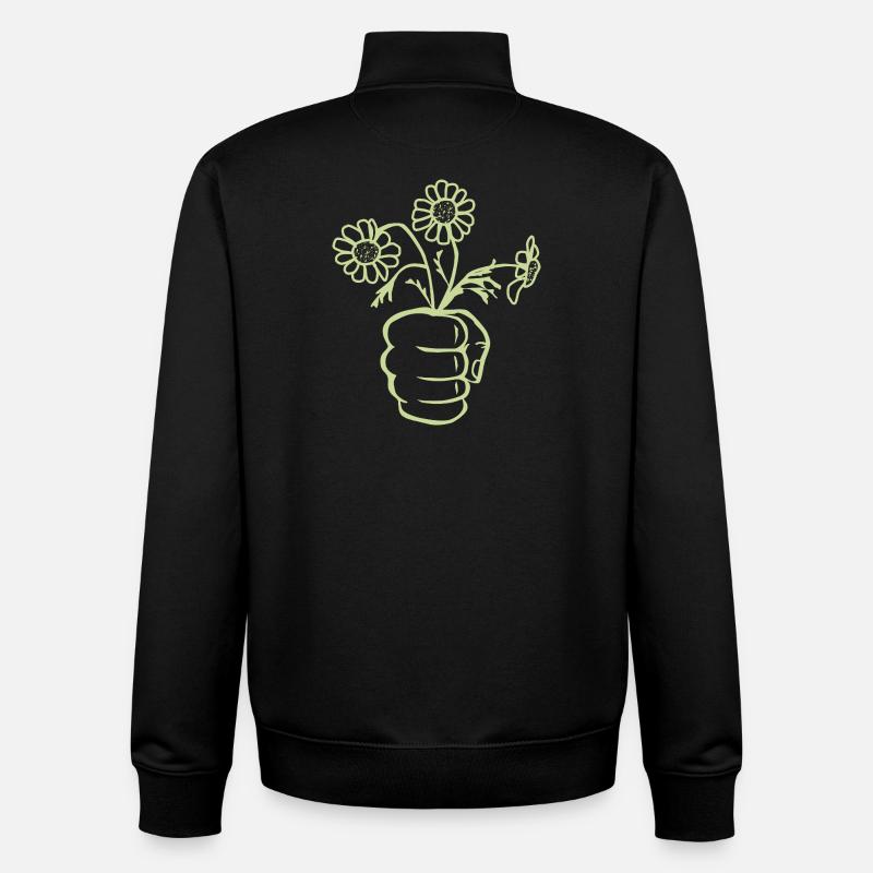 Eine Faust Hand mit Blumenstrauß - Unisex Organic Zip Sweatshirt von Stanley/Stella - Schwarz