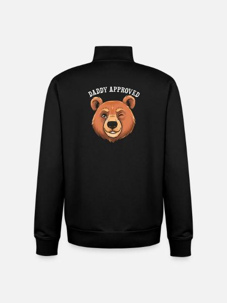 Daddy Approved Wink Bear - Unisex Organic Zip Sweatshirt by Stanley/Stella - black