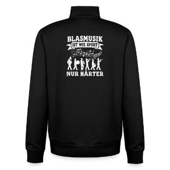 Blasmusik ist wie Sport Blaskapelle Musiker - Unisex Organic Zip Sweatshirt von Stanley/Stella - Schwarz - Hinten - AI Model Male 185 light (185cm)