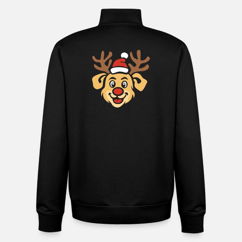Joyeux Noël chien avec des bois - Sweat zippé unisexe en coton bio Stanley/Stella - noir