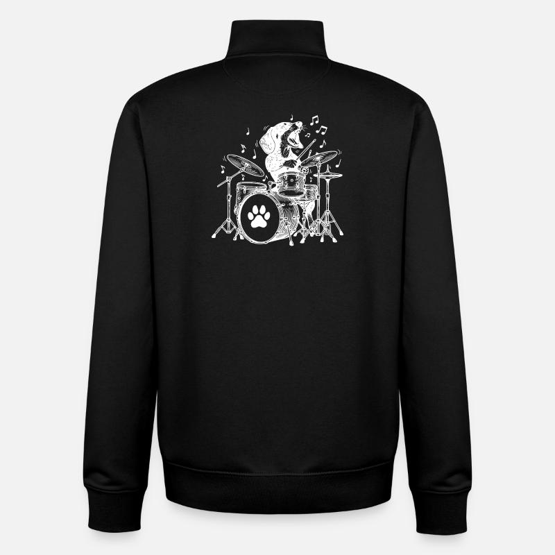 Musikalischer Dackel Trommler - Unisex Organic Zip Sweatshirt von Stanley/Stella - Schwarz