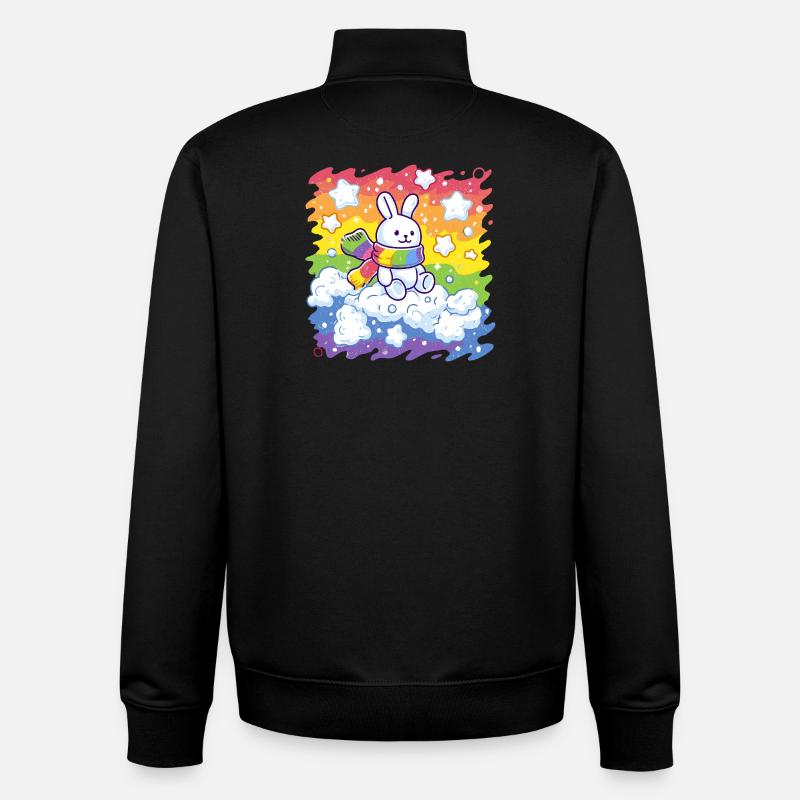 Regenbogenhase auf Wolke - Unisex Organic Zip Sweatshirt von Stanley/Stella - Schwarz