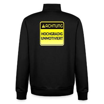 ATTENTION MOTIVATION FUNNY - Unisex Organic Zip Sweatshirt by Stanley/Stella - black - Back - AI Model Male 185 light (185cm)