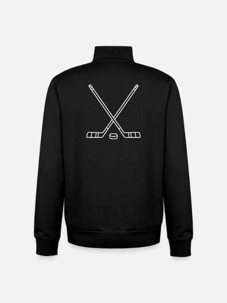 -Hockey Artwork Hockey Player - Unisex Organic Zip Sweatshirt by Stanley/Stella - black