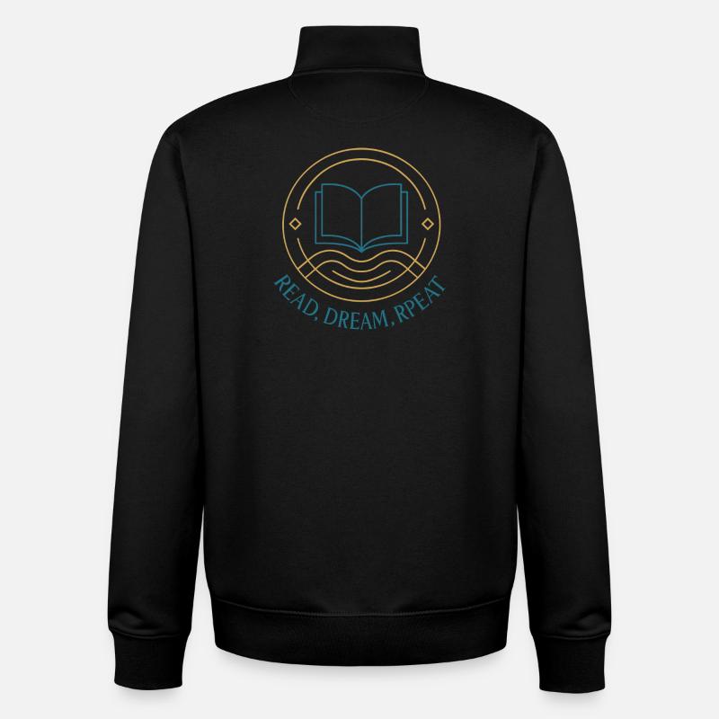 Lire. Rêve. Réessayez. - Sweat zippé unisexe en coton bio Stanley/Stella - noir
