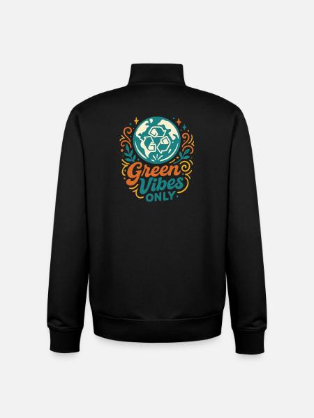 Des vibrations vertes pures - Sweat zippé unisexe en coton bio Stanley/Stella - noir