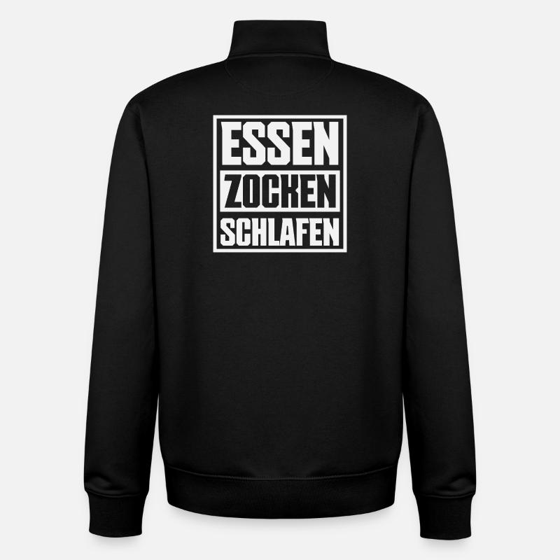 Nourriture Gaming Sleeping Gamer Dicton - Sweat zippé unisexe en coton bio Stanley/Stella - noir