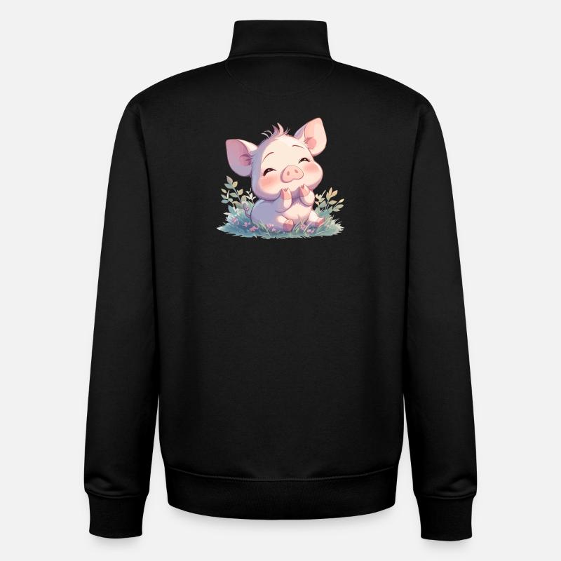 Cochon Cochon - Sweat zippé unisexe en coton bio Stanley/Stella - noir