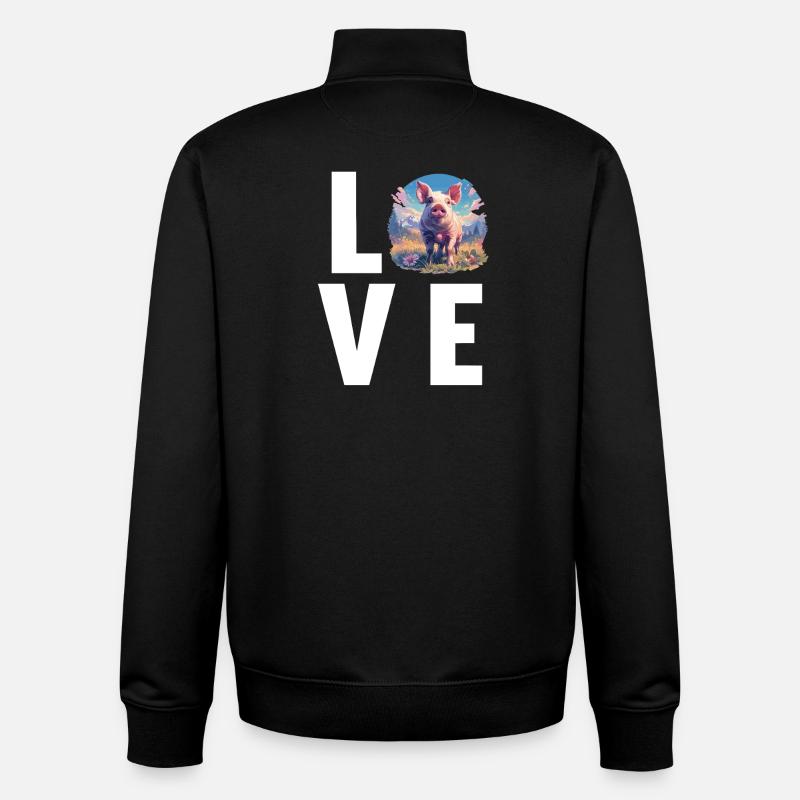 Cochon Cochon - Sweat zippé unisexe en coton bio Stanley/Stella - noir