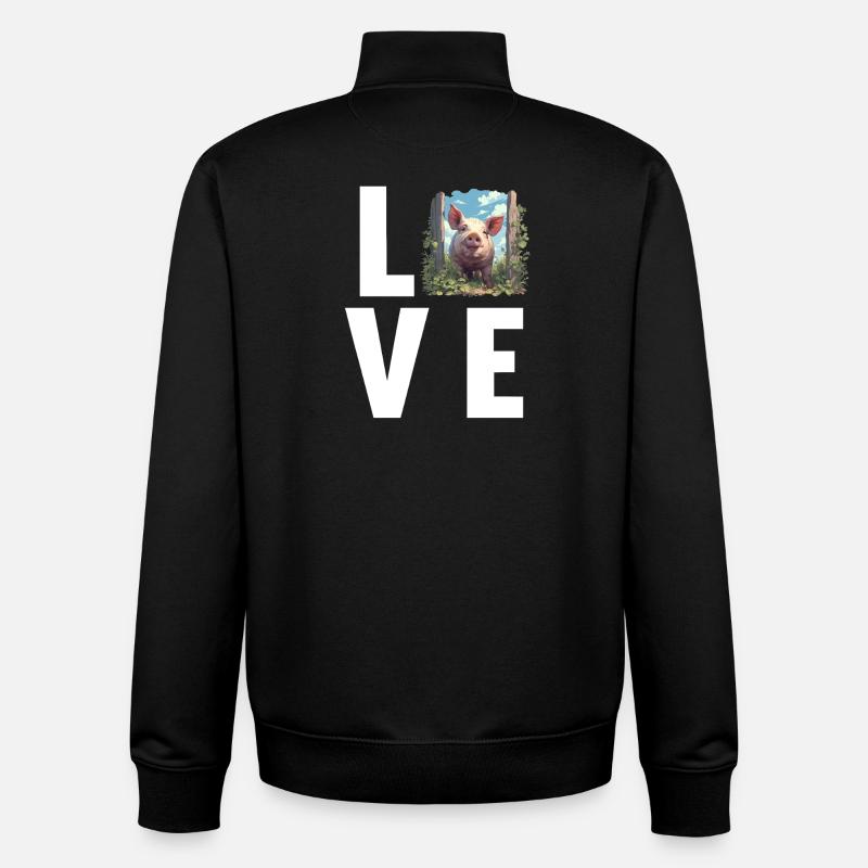 Cochon Cochon - Sweat zippé unisexe en coton bio Stanley/Stella - noir