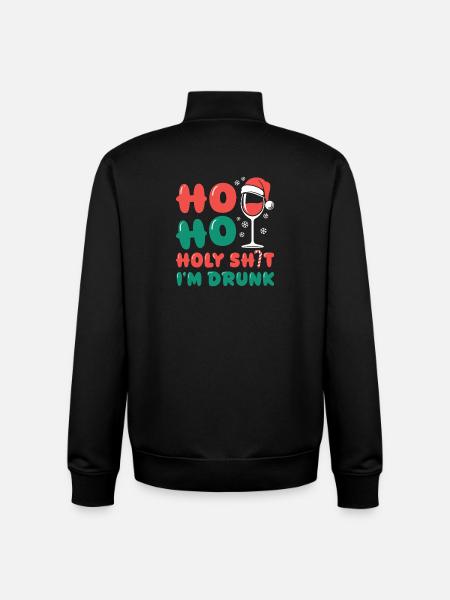 HoHo Holy Shi*t I'm Drunk - Unisex Organic Zip Sweatshirt by Stanley/Stella - black