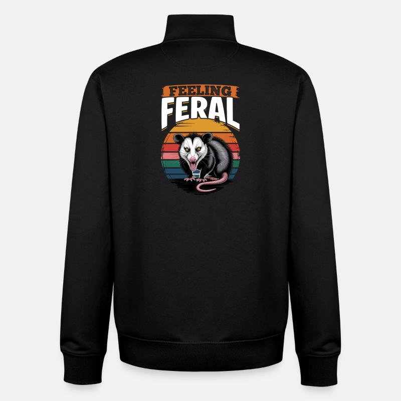 Drôle d’opossum - Sweat zippé unisexe en coton bio Stanley/Stella - noir