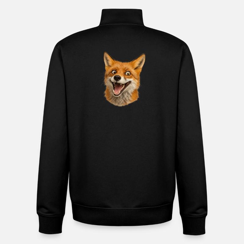 Fuchshead Joy Illustration - Unisex Organic Zip Sweatshirt by Stanley/Stella - black