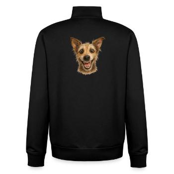 Wahnsinnig fröhlicher Hundekopf - Unisex Organic Zip Sweatshirt von Stanley/Stella - Schwarz - Hinten - AI Model Male 185 light (185cm)