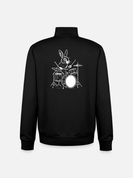 Rhythm Rabbit Drummer - Unisex Organic Zip Sweatshirt by Stanley/Stella - black