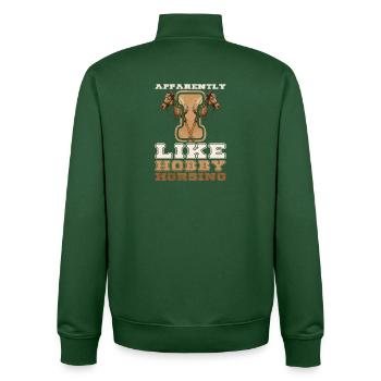 Apparent Hobby Horse Art Hobby Horsing - Unisex Organic Zip Sweatshirt by Stanley/Stella - bottle green - Back - AI Model Male 185 dark (185cm)