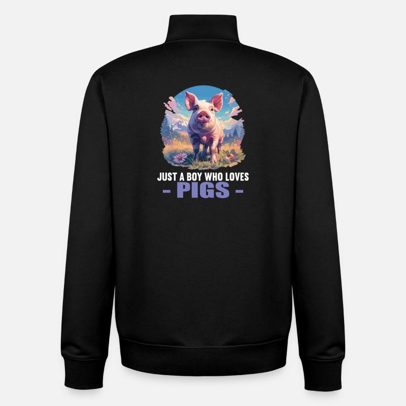 Pig Pig - Unisex Organic Zip Sweatshirt by Stanley/Stella - black