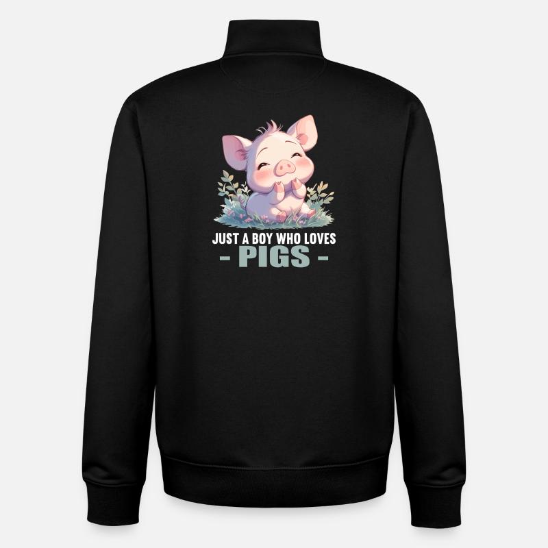 Cochon Cochon - Sweat zippé unisexe en coton bio Stanley/Stella - noir