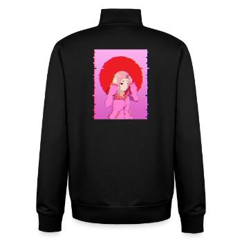 Glitch Aesthetic Anime Girl Digitales Kunstdesign - Unisex Organic Zip Sweatshirt von Stanley/Stella - Schwarz - Hinten - AI Model Male 185 light (185cm)