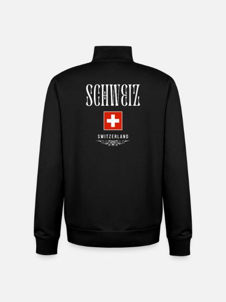 Swiss flag, made in Switzerland - Unisex Organic Zip Sweatshirt by Stanley/Stella - black