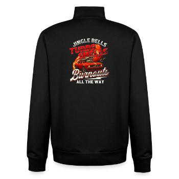 Jingle Bells Turbo Smells Burnouts Funny Car Xmas  - Unisex Organic Zip Sweatshirt by Stanley/Stella - black - Back - AI Model Male 185 light (185cm)