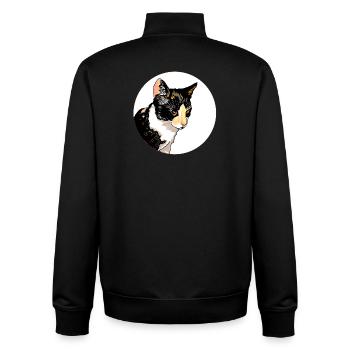 Chat Portrait Cercle Contraste - Sweat zippé unisexe en coton bio Stanley/Stella - noir - Dos - AI Model Male 185 light (185cm)