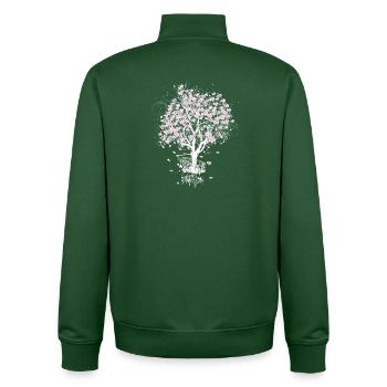 Cherry blossom tree in the shopping cart - Unisex Organic Zip Sweatshirt by Stanley/Stella - bottle green - Back - AI Model Male 185 dark (185cm)