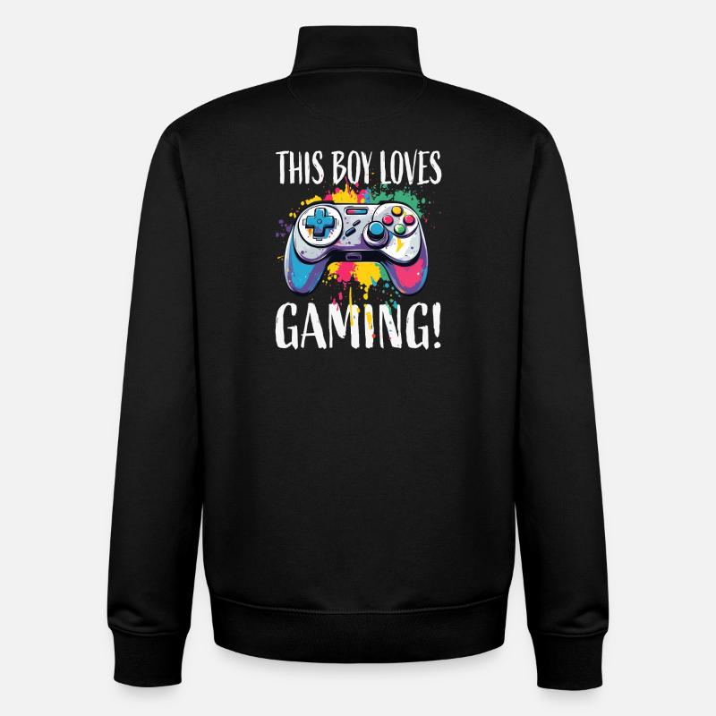 Junge liebt Gaming – bunte Controller-Splash - Unisex Organic Zip Sweatshirt von Stanley/Stella - Schwarz
