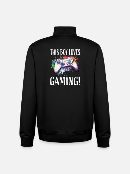 This Boy Loves Gaming - Unisex Organic Zip Sweatshirt by Stanley/Stella - black