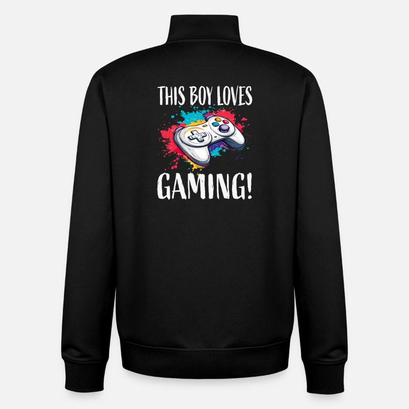 Ce gamin adore jouer - Sweat zippé unisexe en coton bio Stanley/Stella - noir