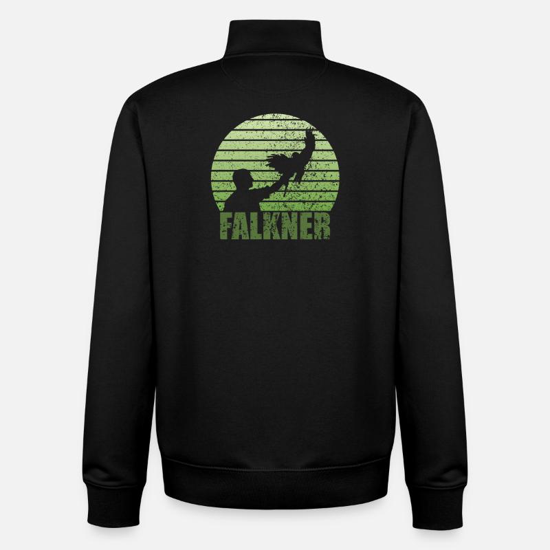 Falkner Grunge Style mit Greifvogel - Unisex Organic Zip Sweatshirt von Stanley/Stella - Schwarz